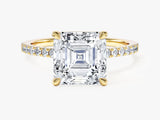 Asscher Cut Lab Grown Diamond Engagement Ring with Pave Set Side Stones (3.00 CT)