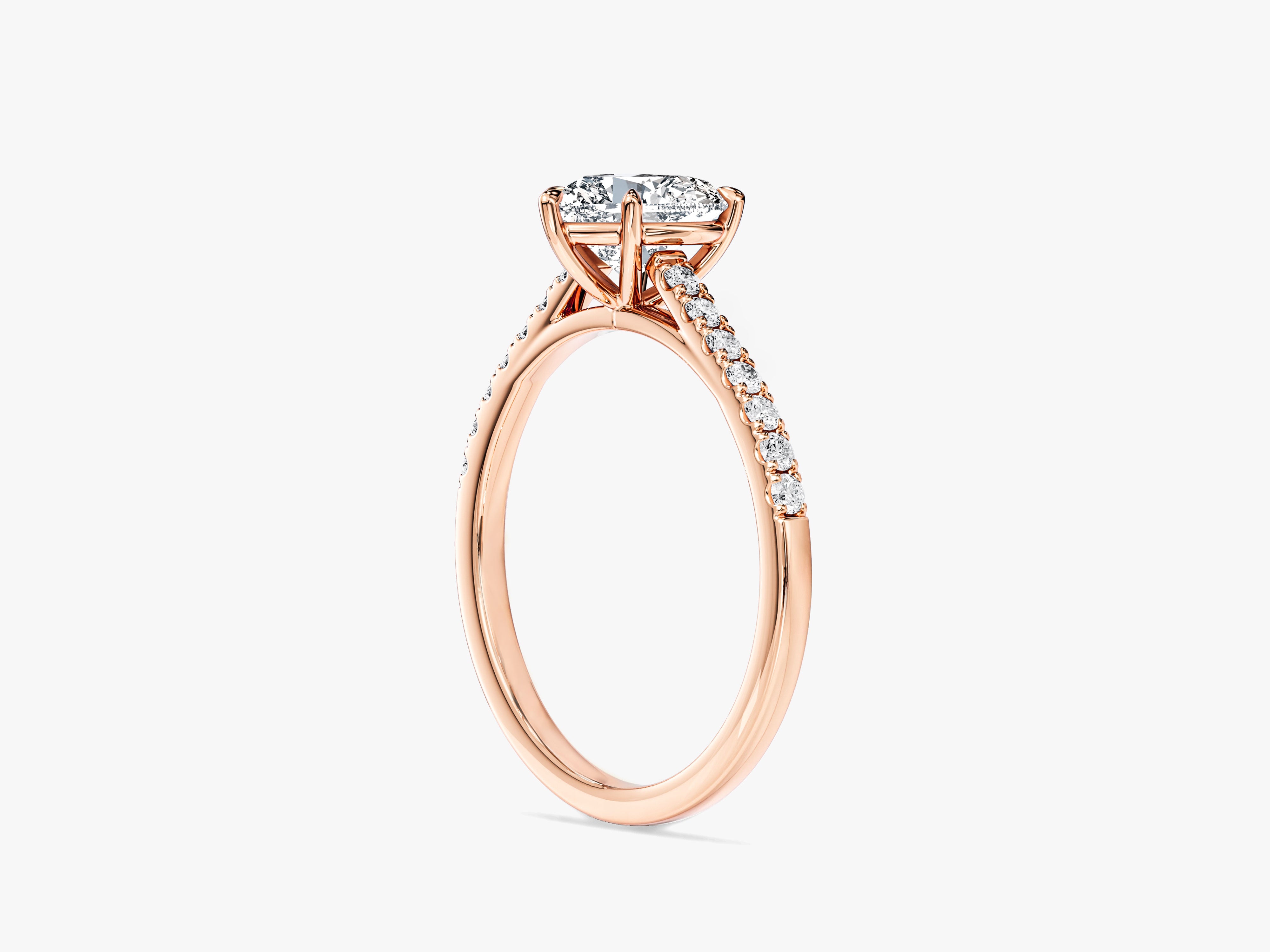 Heart Cut Lab Grown Diamond Engagement Ring with Pave Set Side Stones (1.00 CT)