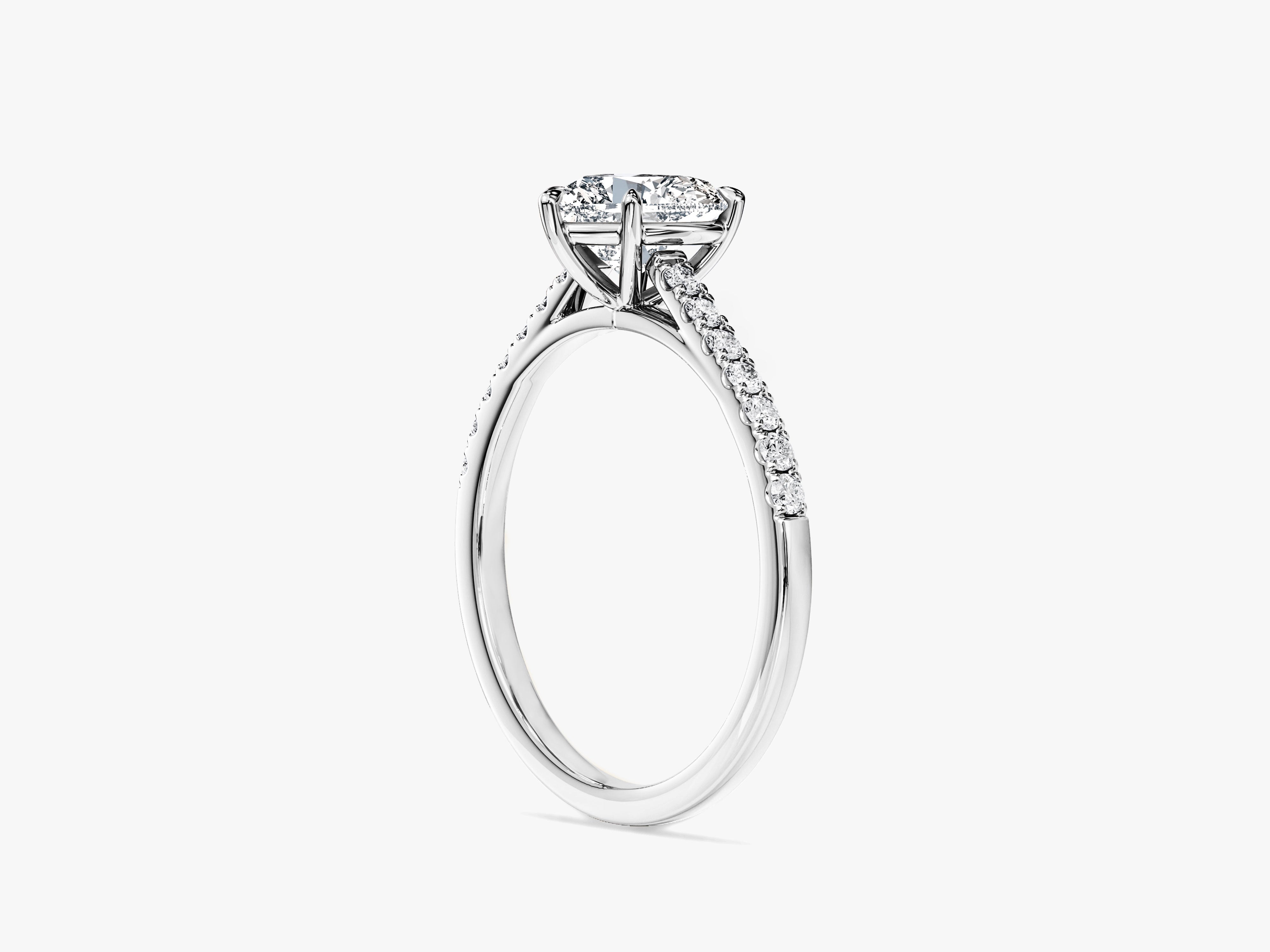 Heart Cut Lab Grown Diamond Engagement Ring with Pave Set Side Stones (1.00 CT)
