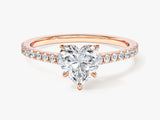 Heart Cut Lab Grown Diamond Engagement Ring with Pave Set Side Stones (1.00 CT)