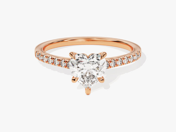 Rose gold heart diamond engagement ring