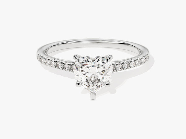 Heart Cut Moissanite Engagement Ring with Pave Set Side Stones (1.00 CT)