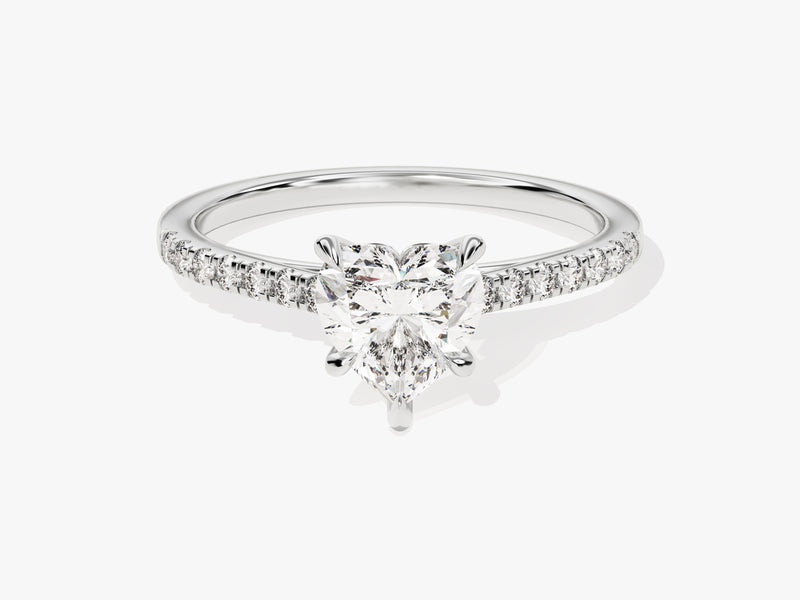 Heart Cut Moissanite Engagement Ring with Pave Set Side Stones (1.00 CT)