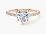 Heart Cut Lab Grown Diamond Engagement Ring with Pave Set Side Stones (1.50 CT)