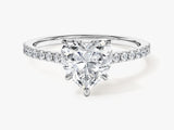 Heart Cut Lab Grown Diamond Engagement Ring with Pave Set Side Stones (1.50 CT)