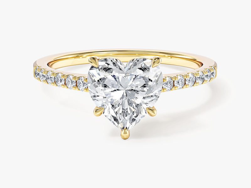 Heart Cut Moissanite Engagement Ring with Pave Set Side Stones (1.50 CT)