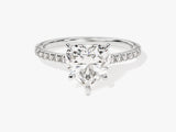 Heart Cut Moissanite Engagement Ring with Pave Set Side Stones (2.00 CT)