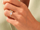 Heart-shaped diamond ring on a woman's finger, jewelry firm product