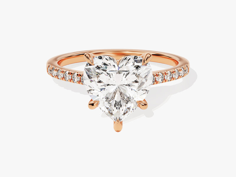 Heart Cut Moissanite Engagement Ring with Pave Set Side Stones (3.00 CT)