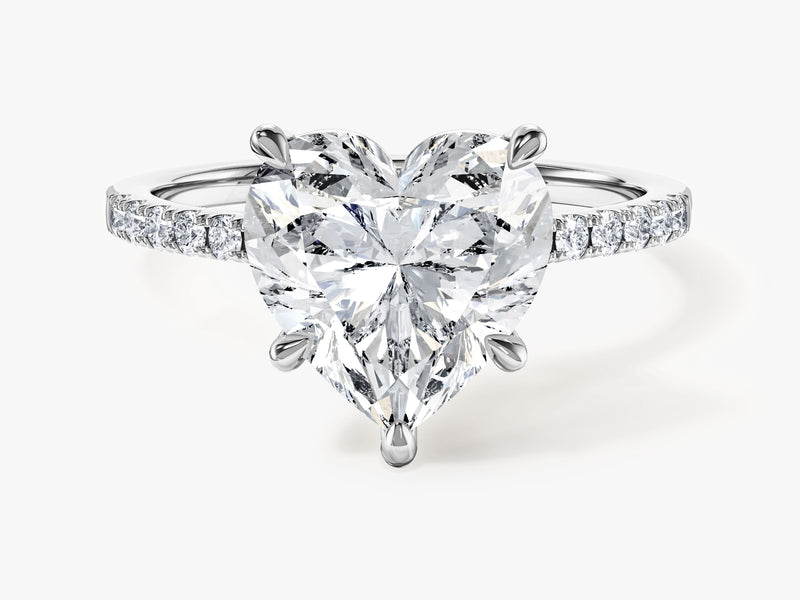Heart Cut Moissanite Engagement Ring with Pave Set Side Stones (3.00 CT)