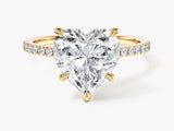 Heart Cut Lab Grown Diamond Engagement Ring with Pave Set Side Stones (3.00 CT)