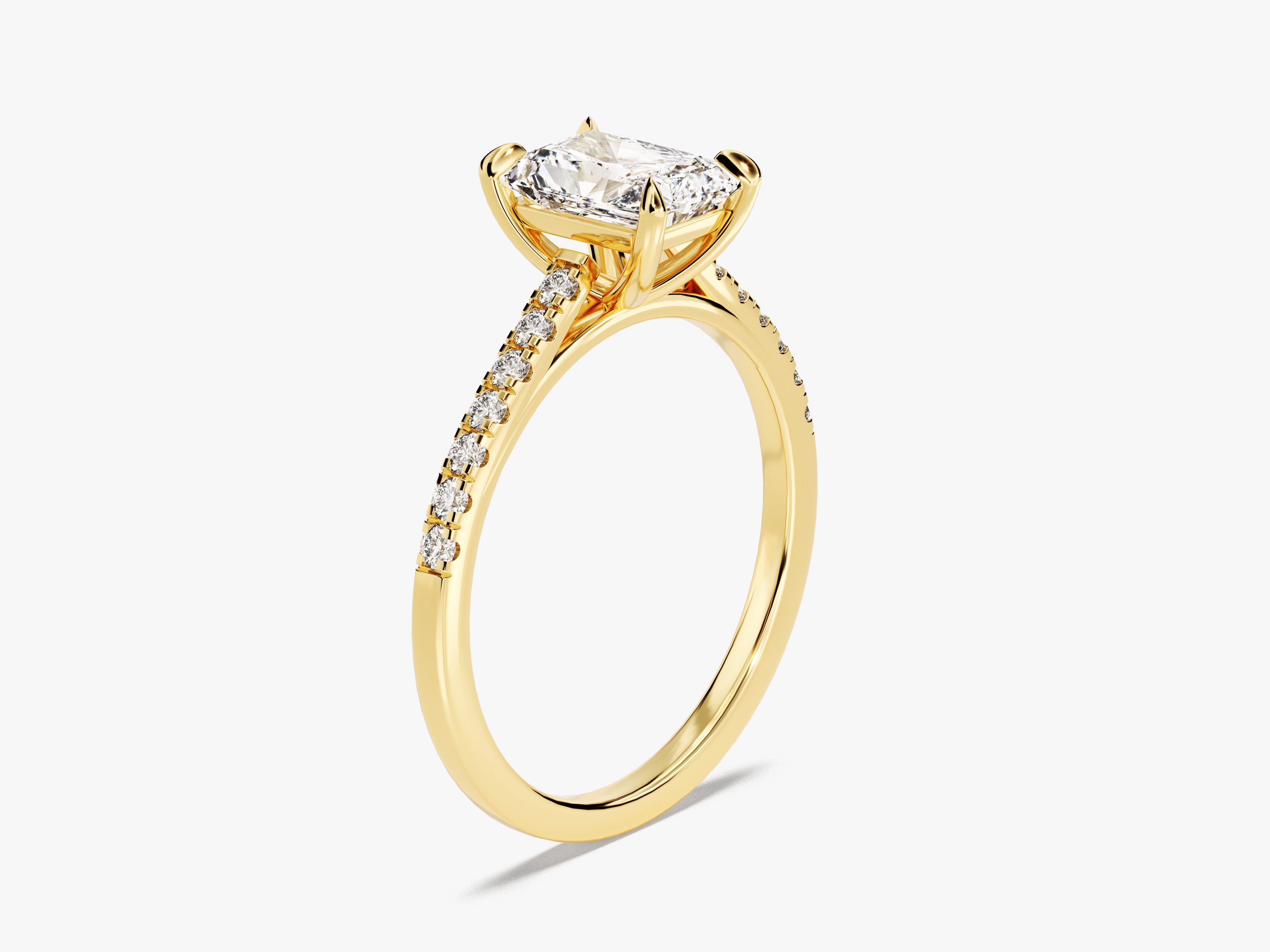 Radiant Cut Diamond Engagement Ring with Pave Set Side Stones (1.00 CT)