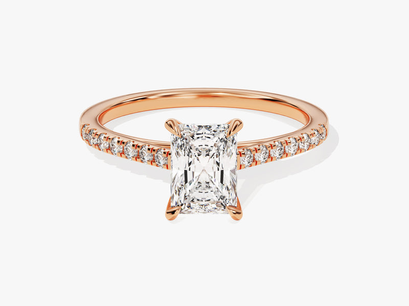 Radiant Cut Moissanite Engagement Ring with Pave Set Side Stones (1.00 CT)