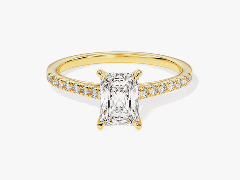 Radiant Cut Moissanite Engagement Ring with Pave Set Side Stones (1.00 CT)