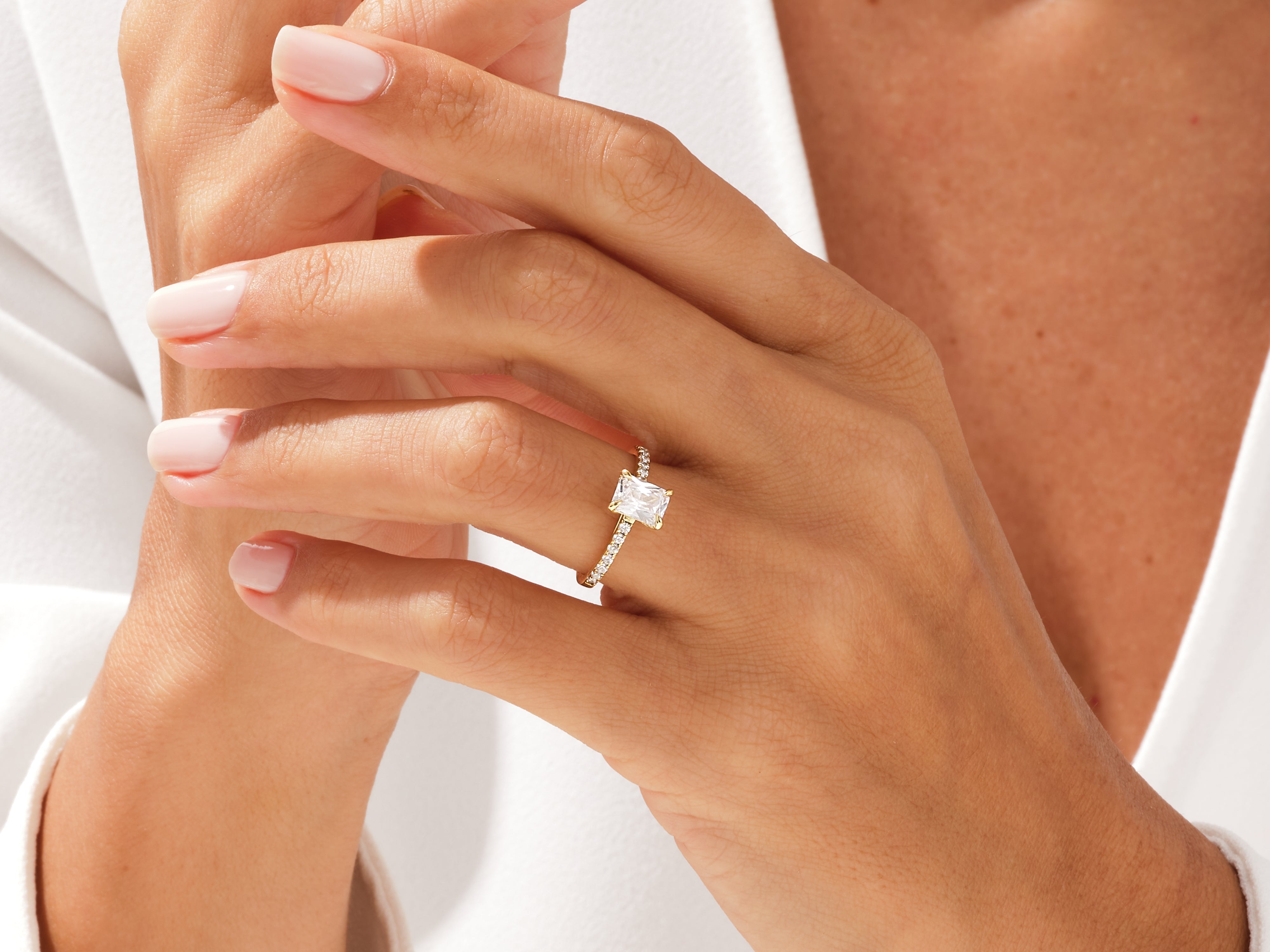 Diamond engagement ring on a woman's hand