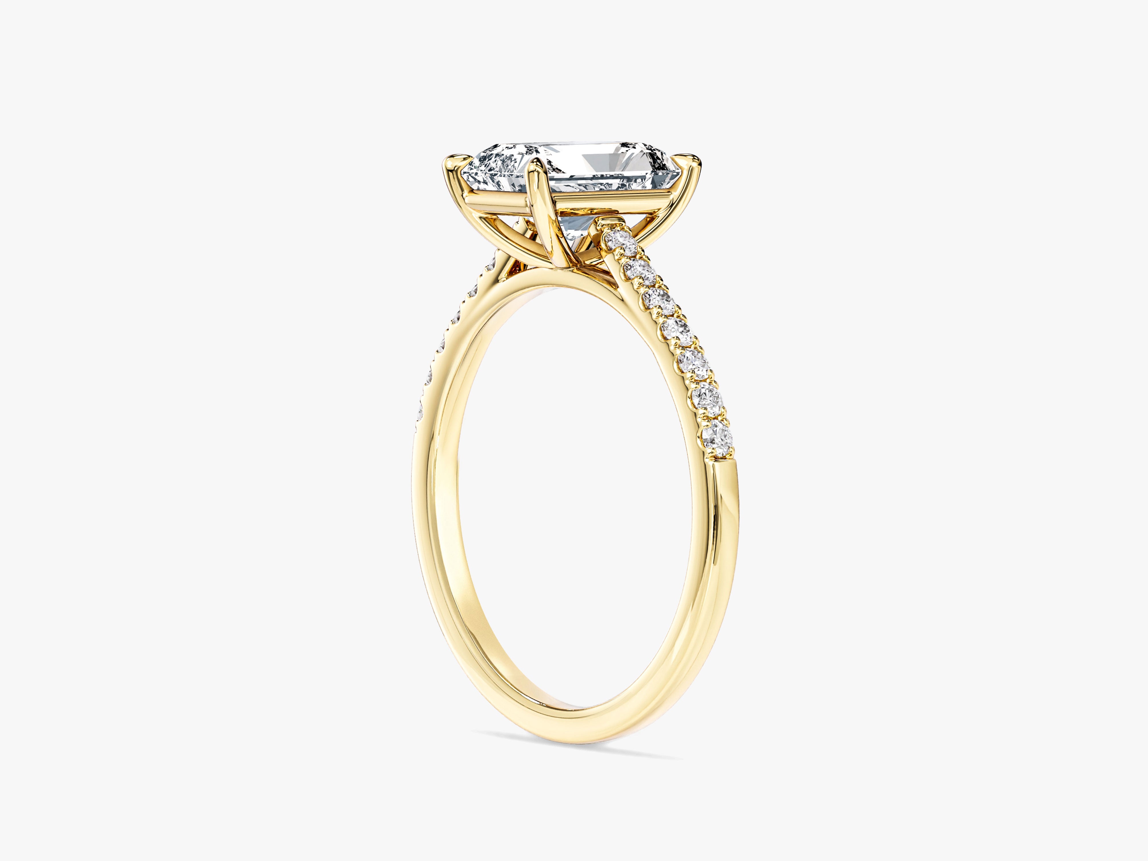 Radiant Cut Lab Grown Diamond Engagement Ring with Pave Set Side Stones (1.50 CT)