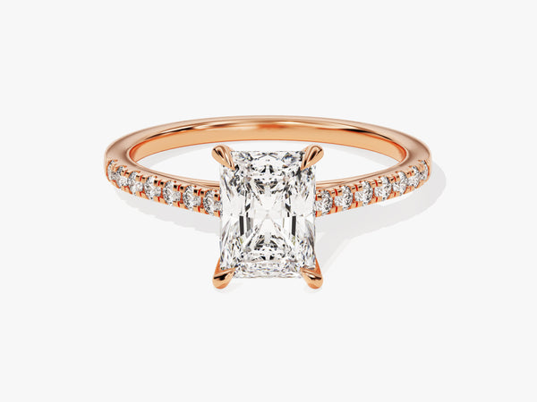 Radiant Cut Moissanite Engagement Ring with Pave Set Side Stones (1.50 CT)