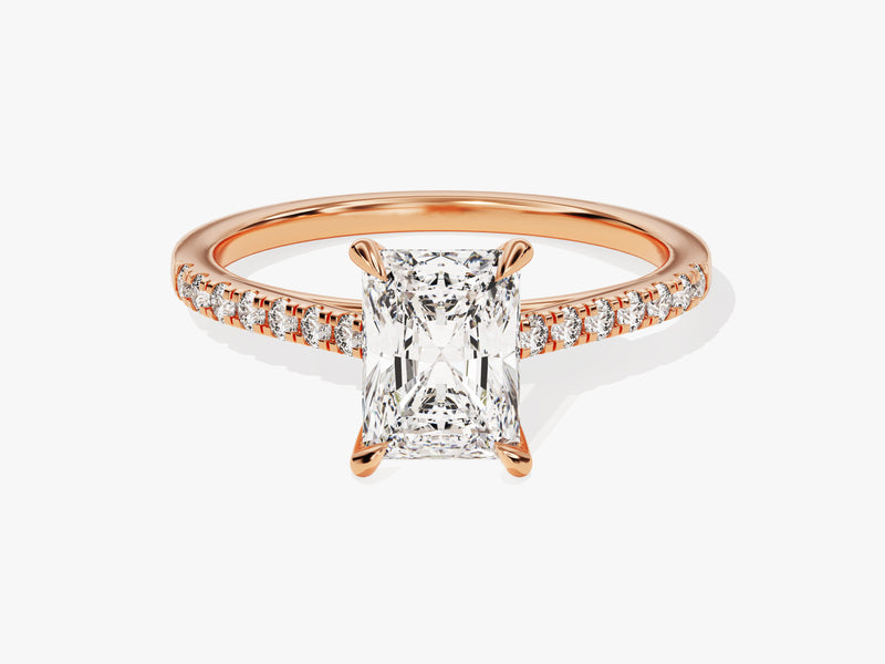 Radiant Moissanite Ring with Pave Set CT Eternate