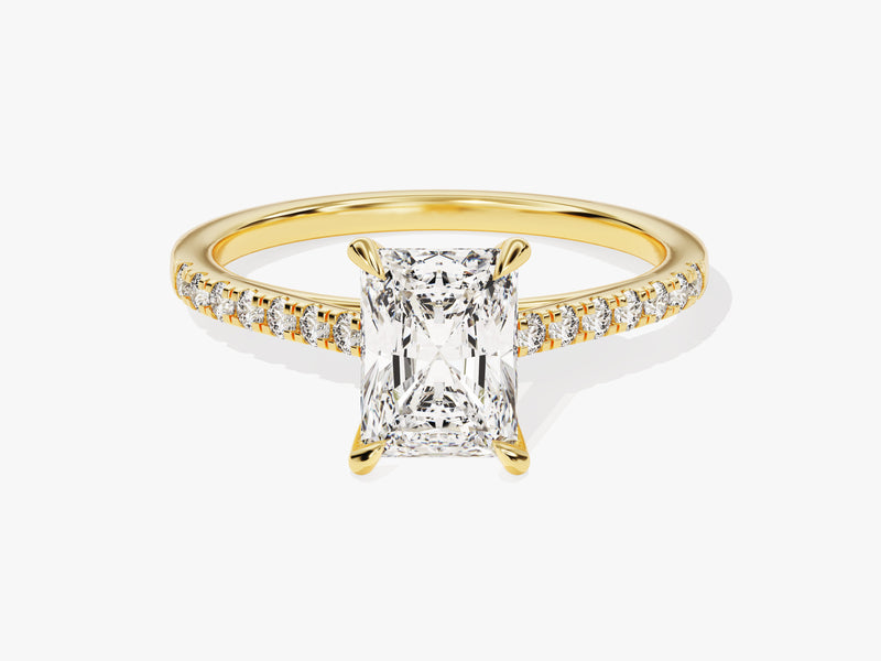 Radiant Cut Moissanite Engagement Ring with Pave Set Side Stones (1.50 CT)