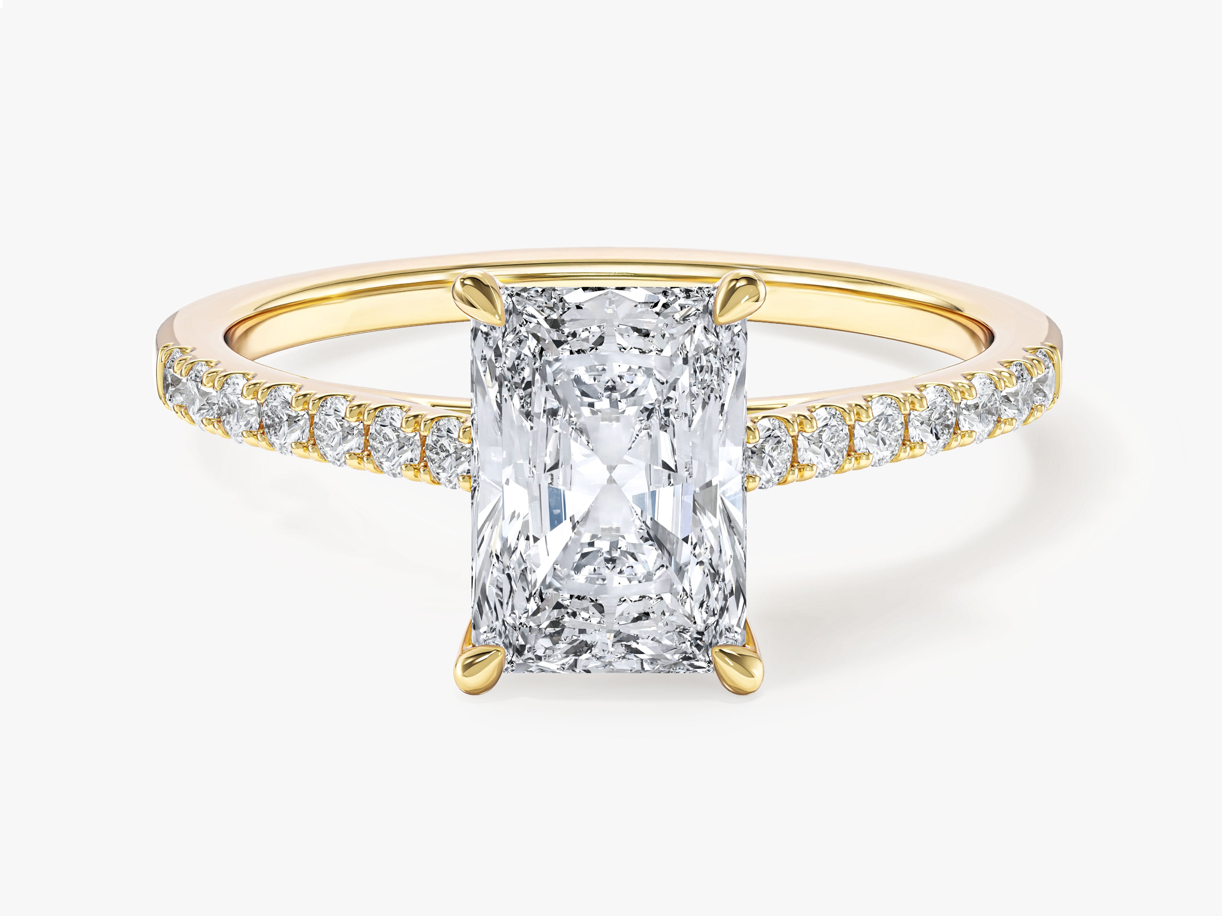 Radiant Cut Lab Grown Diamond Engagement Ring with Pave Set Side Stones (1.50 CT)