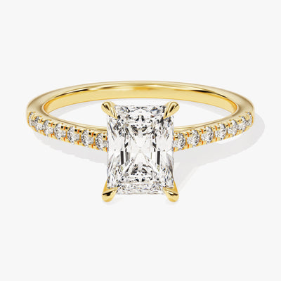 Radiant Cut Lab Grown Diamond Engagement Ring with Pave Set Side Stones (1.50 CT)