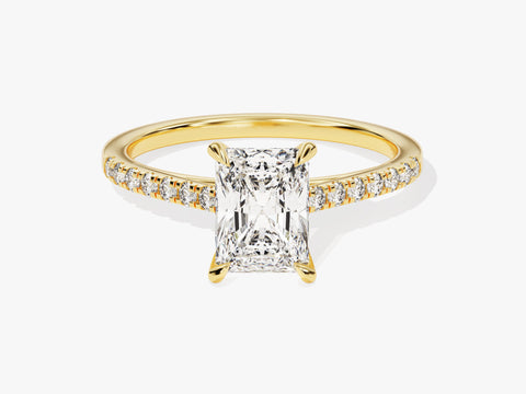 Radiant Cut Moissanite Engagement Ring with Pave Set Side Stones (1.50 CT)