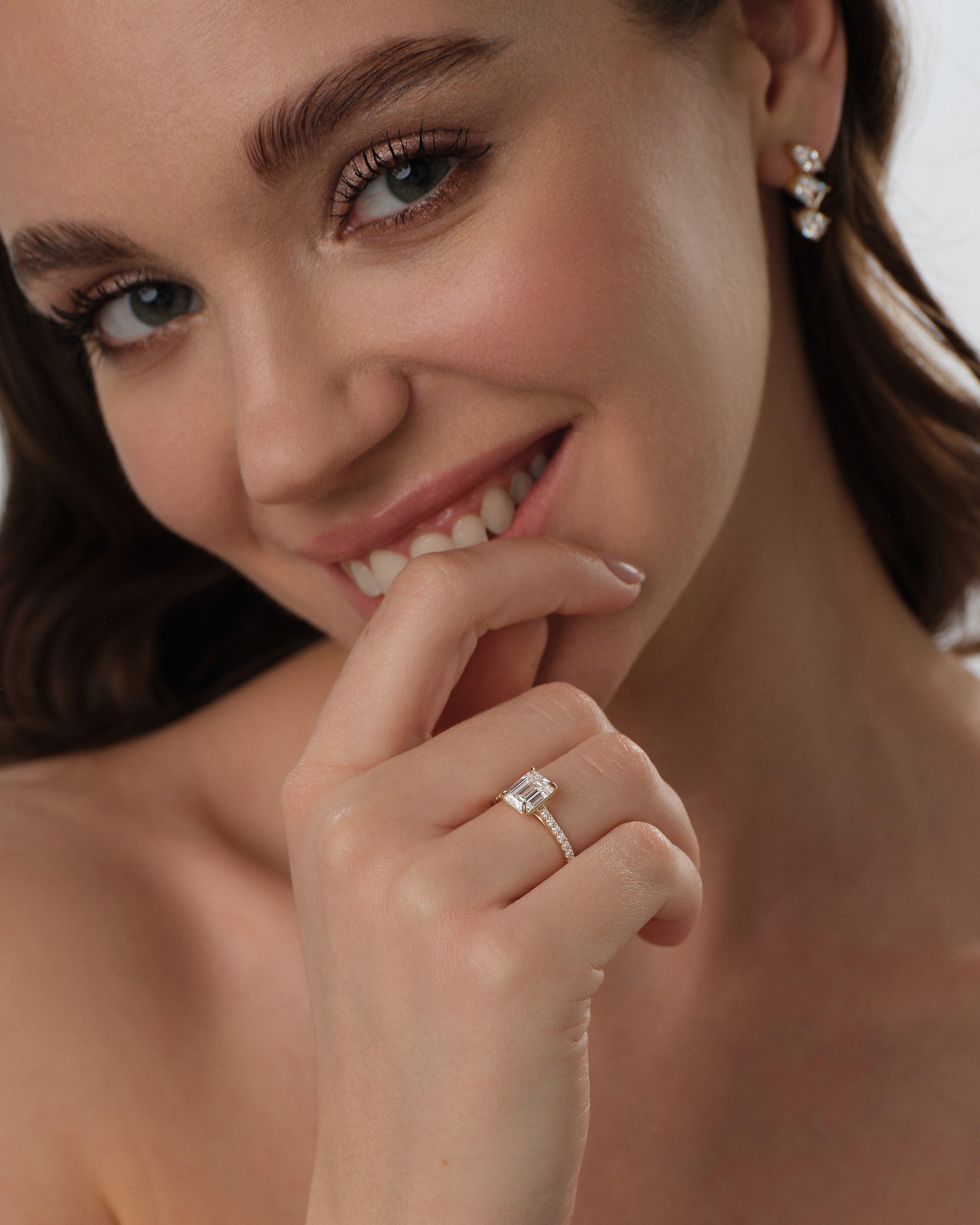 Radiant Cut Lab Grown Diamond Engagement Ring with Pave Set Side Stones (1.50 CT)