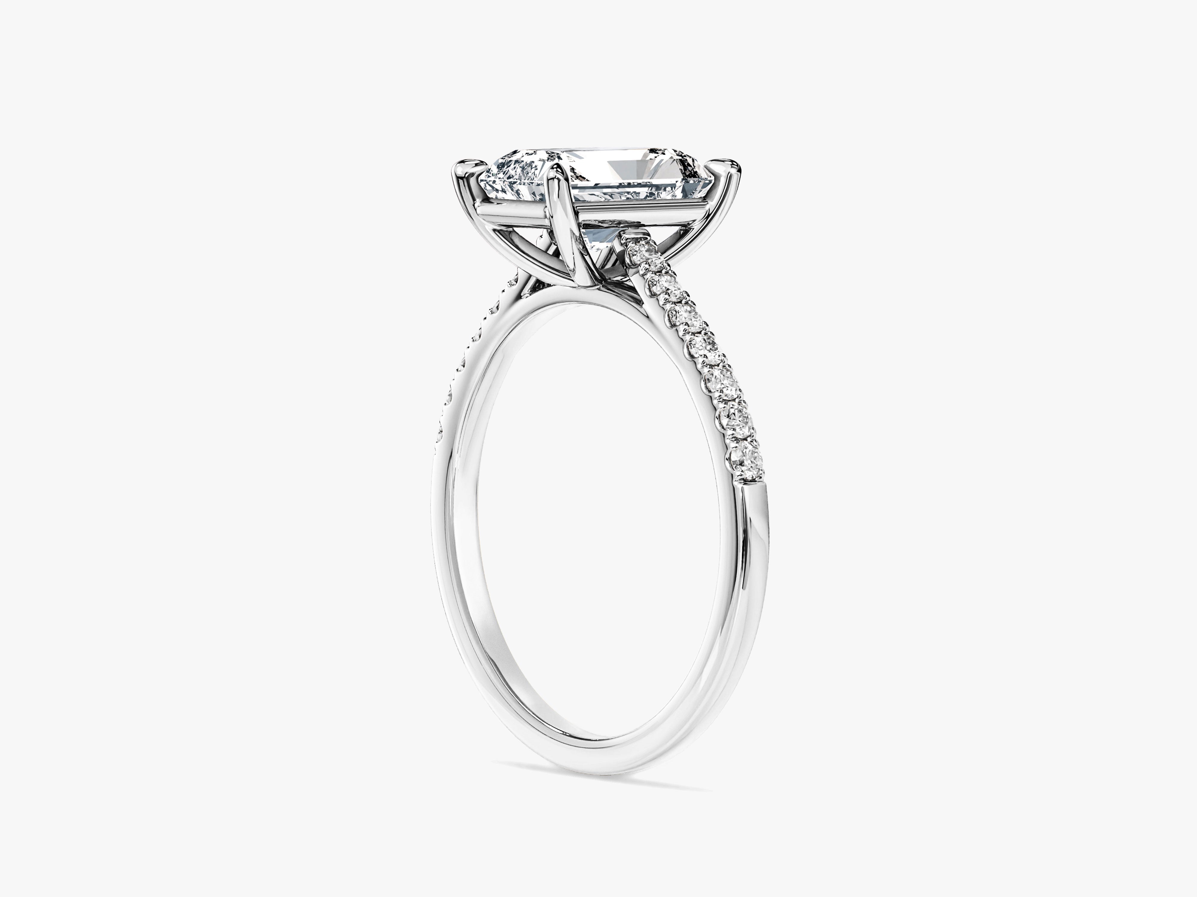 Radiant Cut Lab Grown Diamond Engagement Ring with Pave Set Side Stones (2.00 CT)