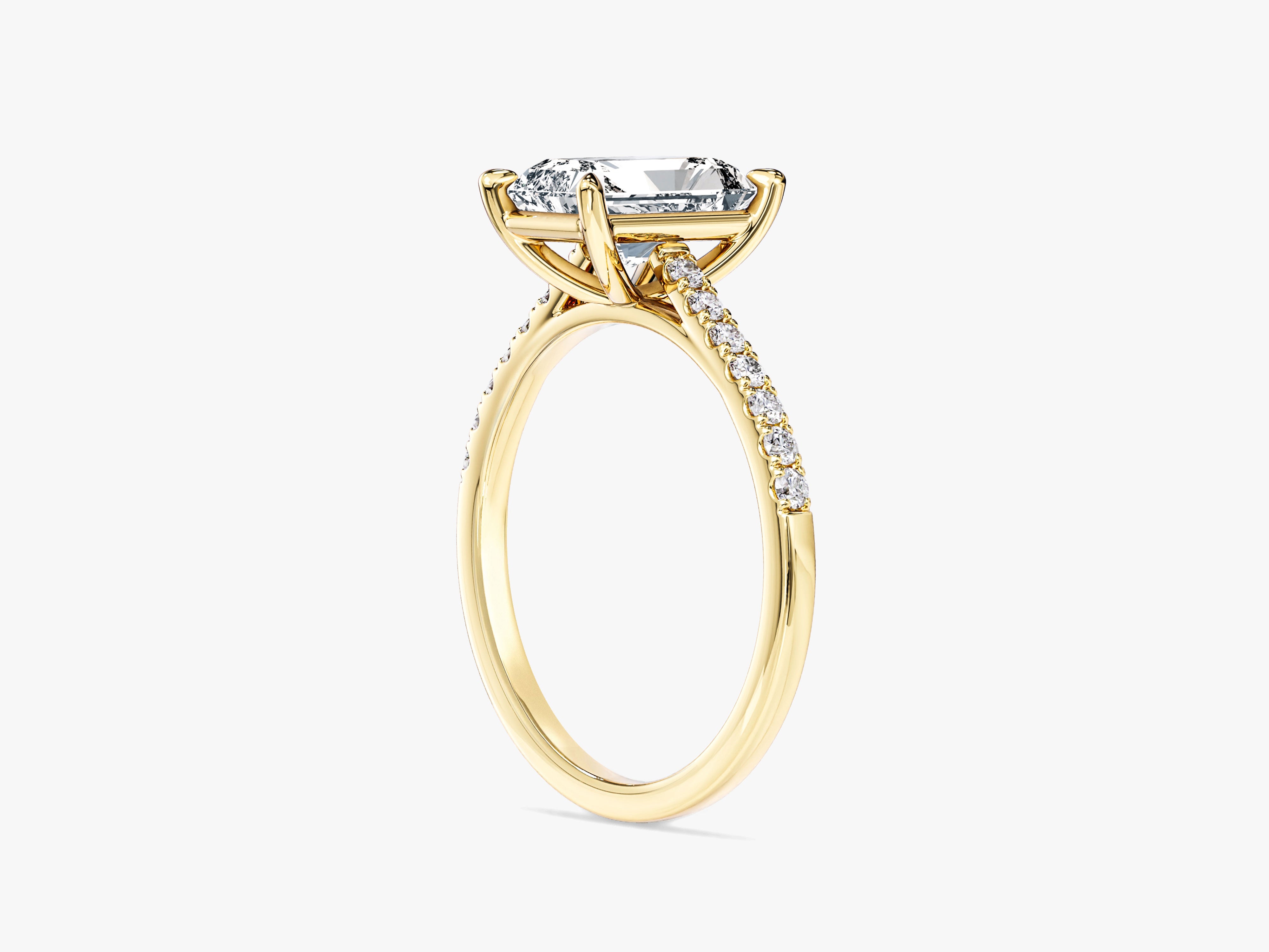 Radiant Cut Lab Grown Diamond Engagement Ring with Pave Set Side Stones (2.00 CT)