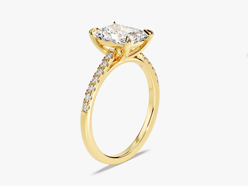 Radiant Cut Lab Grown Diamond Engagement Ring with Pave Set Side Stones (2.00 CT)