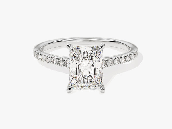 Radiant Cut Moissanite Engagement Ring with Pave Set Side Stones (2.00 CT)