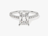 Radiant Cut Moissanite Engagement Ring with Pave Set Side Stones (3.00 CT)