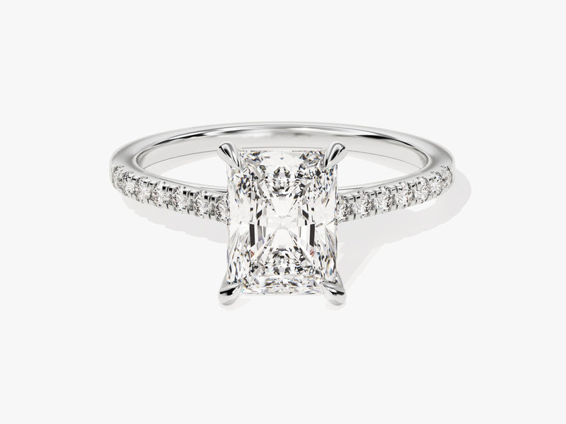 Radiant Cut Moissanite Engagement Ring with Pave Set Side Stones (3.00 CT)