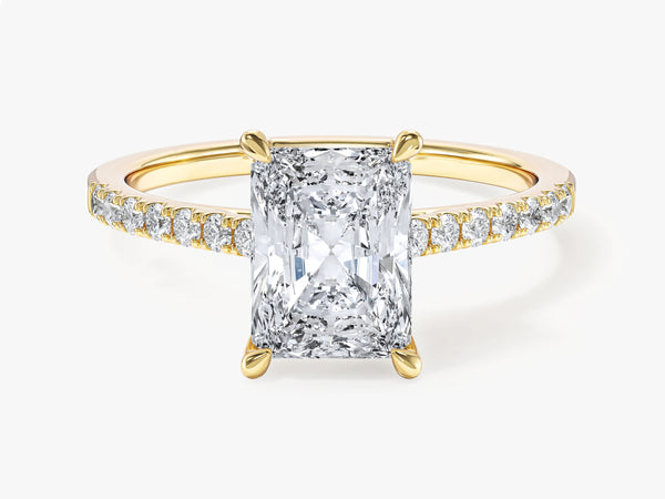 Radiant Cut Lab Grown Diamond Engagement Ring with Pave Set Side Stones (2.00 CT)