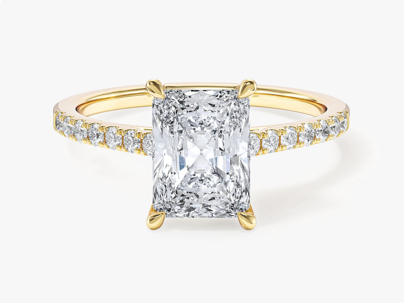 Radiant Cut Moissanite Engagement Ring with Pave Set Side Stones (2.00 CT)