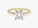 Radiant Cut Moissanite Engagement Ring with Pave Set Side Stones (3.00 CT)