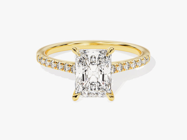 Radiant Cut Moissanite Engagement Ring with Pave Set Side Stones (3.00 CT)