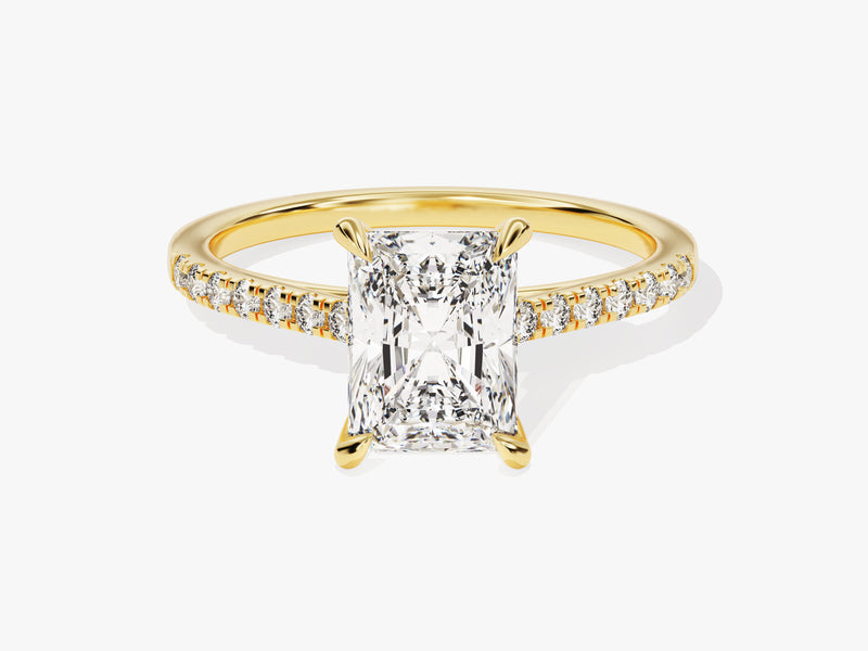 Radiant Cut Moissanite Engagement Ring with Pave Set Side Stones (3.00 CT)