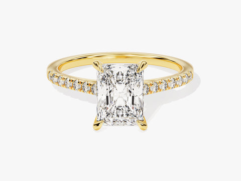Radiant Cut Moissanite Engagement Ring with Pave Set Side Stones (3.00 CT)
