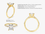 Radiant Cut Moissanite Engagement Ring with Pave Set Side Stones (3.00 CT)