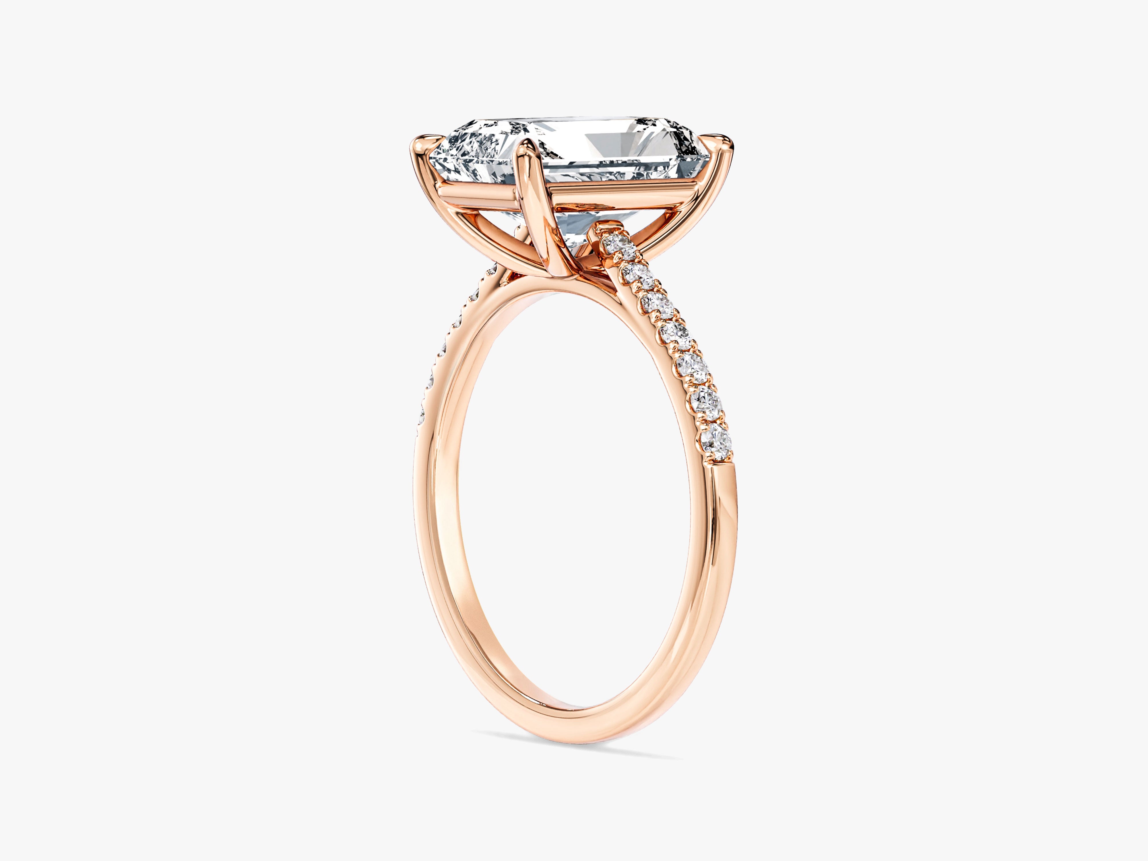 Radiant Cut Lab Grown Diamond Engagement Ring with Pave Set Side Stones (3.00 CT)