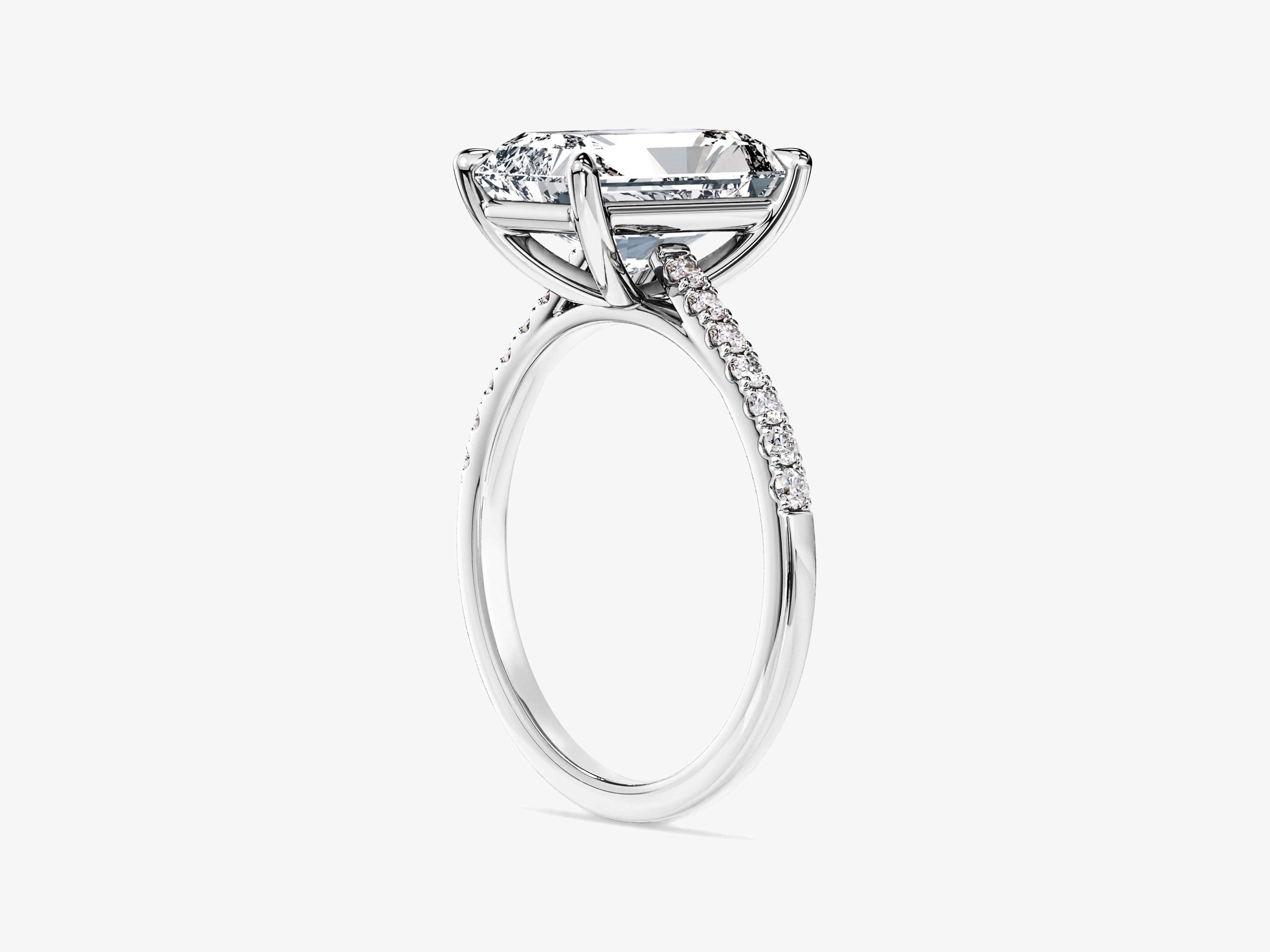 Radiant Cut Lab Grown Diamond Engagement Ring with Pave Set Side Stones (3.00 CT)