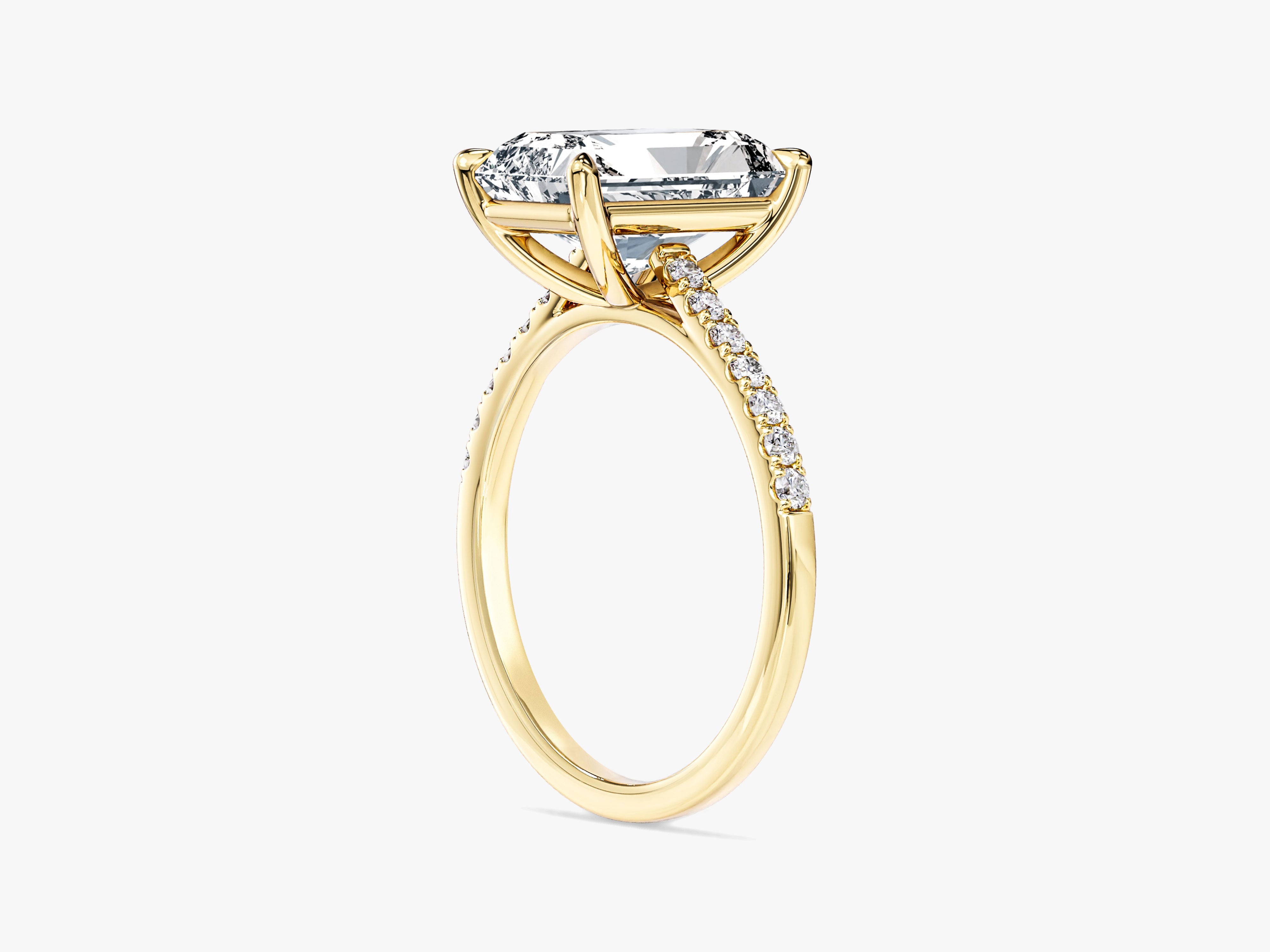 Radiant Cut Lab Grown Diamond Engagement Ring with Pave Set Side Stones (3.00 CT)