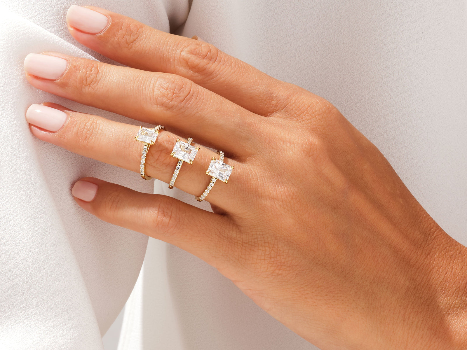 Radiant Cut Lab Grown Diamond Engagement Ring with Pave Set Side Stones  CT)