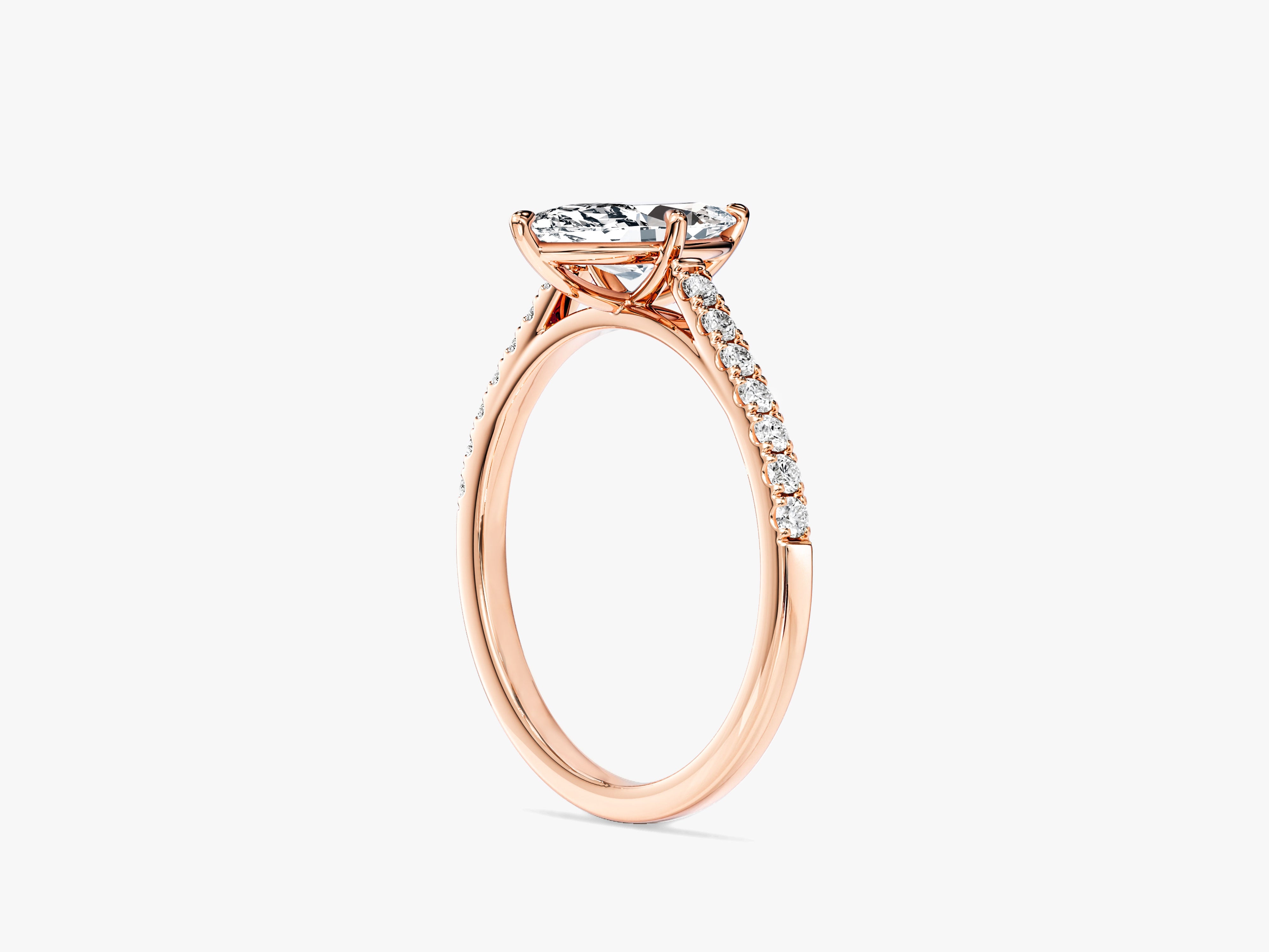 Marquise Cut Lab Grown Diamond Engagement Ring with Pave Set Side Stones (1.00 CT)