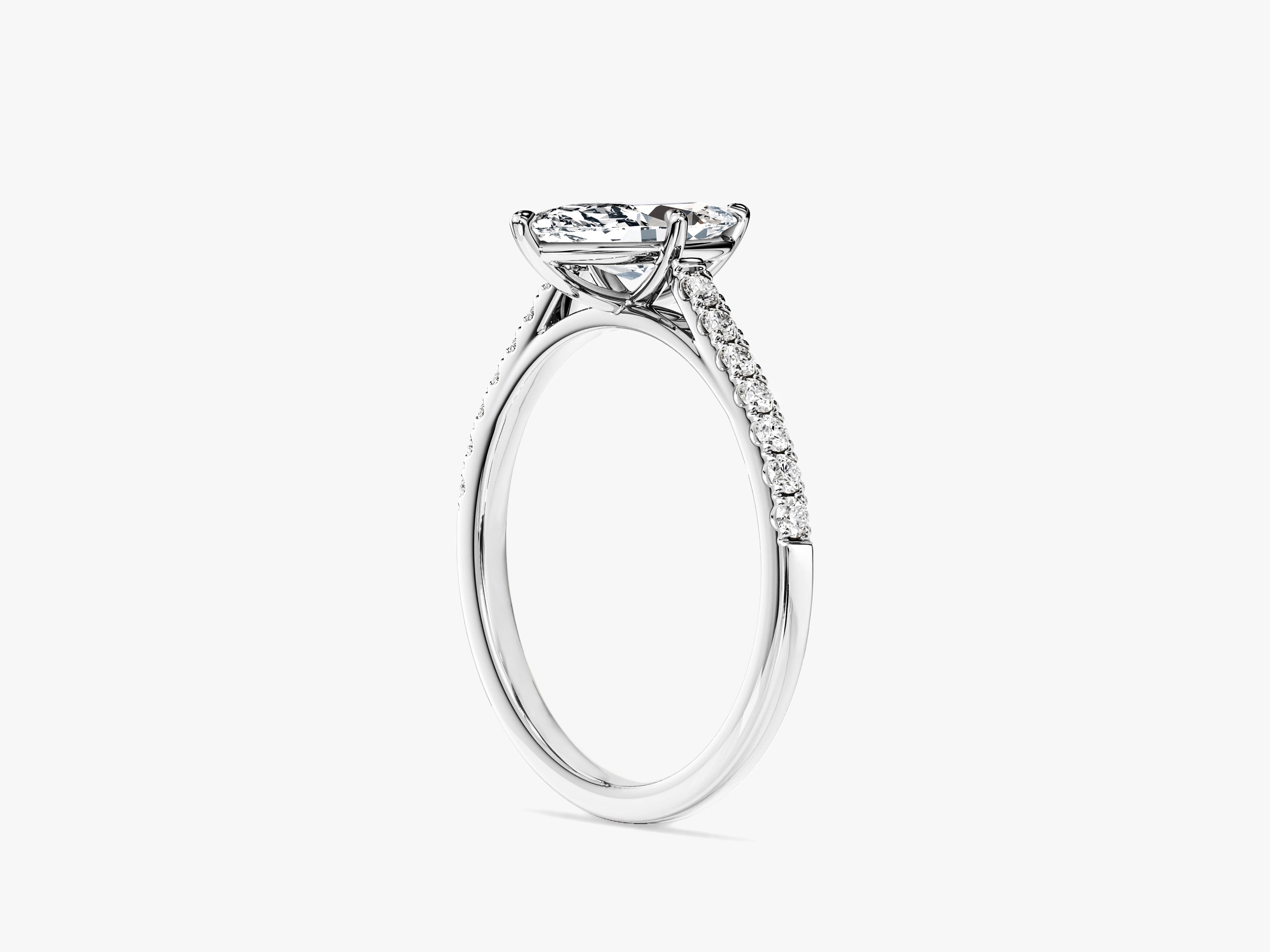 Marquise Cut Lab Grown Diamond Engagement Ring with Pave Set Side Stones (1.00 CT)