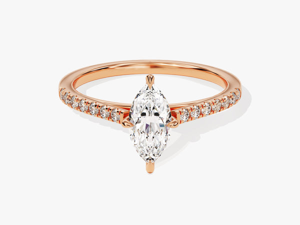 Marquise Cut Moissanite Engagement Ring with Pave Set Side Stones (1.00 CT)