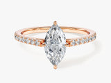 Marquise Cut Lab Grown Diamond Engagement Ring with Pave Set Side Stones (1.00 CT)