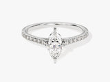 Marquise Cut Moissanite Engagement Ring with Pave Set Side Stones (1.00 CT)