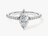 Marquise Cut Lab Grown Diamond Engagement Ring with Pave Set Side Stones (1.00 CT)